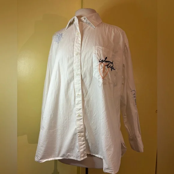 Scotch & Soda White Button-Down Shirt with Embroidered Tag - Picture 2 of 13